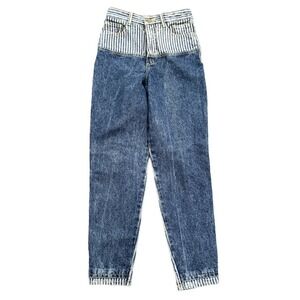 Jordache Vintage Two Style Stripped Skinny Jeans in Blue, Size 5​​​​
